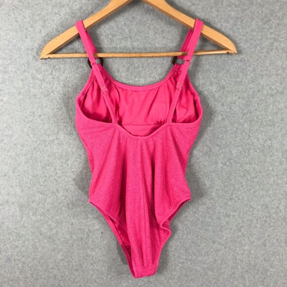Shade & Shore Seersucker Barbie Pink One Piece Swimsuit Size Small - Picture 4 of 5